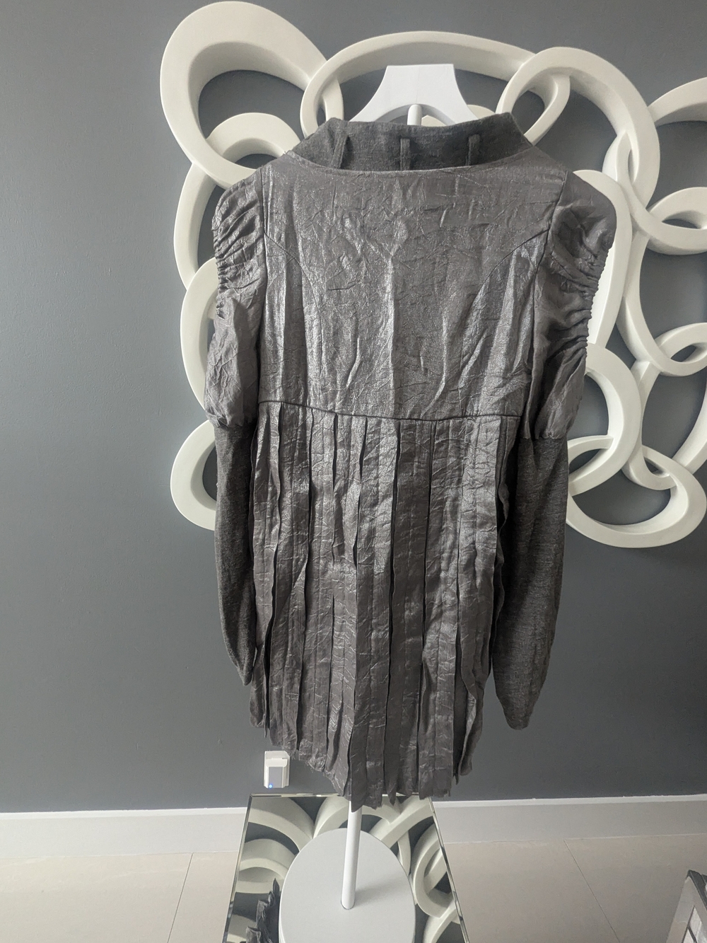 Pleated-Gray Midi Dress in Gray